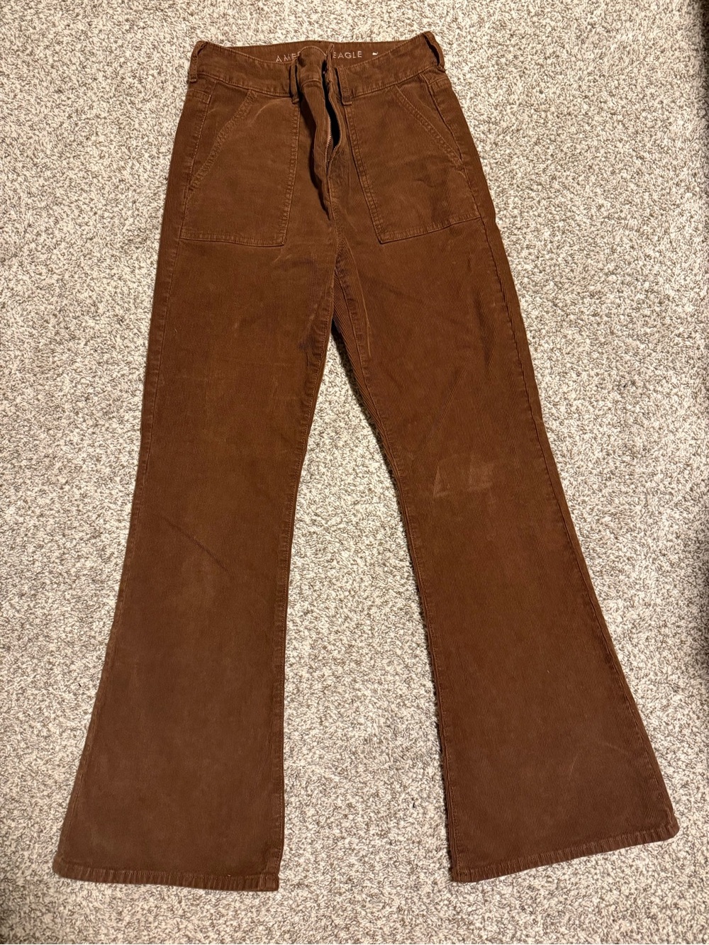 American Eagle Outfitters Brown Corduroy Wide-Leg Jeans